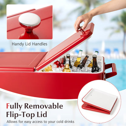 Portable patio cooler by GemGear, red with bottom storage shelf and bottle opener on Tampa Home & Garden Store