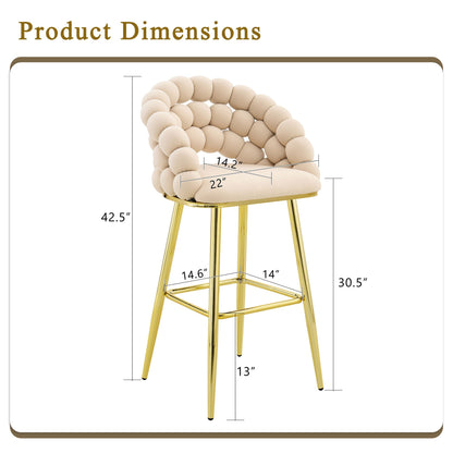 Ball Chain Bubble Tufted Bar Chairs Set Of Two