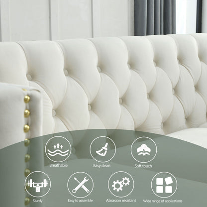 Modern Button Tufted Sofa With Nailhead Trim