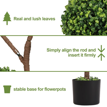 4ft Tall Artificial Boxwood Topiary Tree in a black pot with lush faux leaves HouseOfZazla on Tampa Home & Garden Store