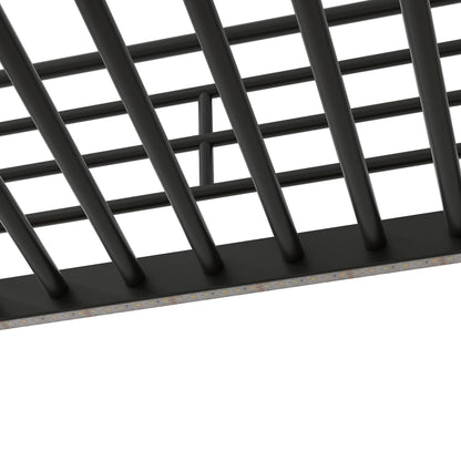 Loft bed frame in black metal with LED light strip along base HouseOfZazla on Tampa Home & Garden Store