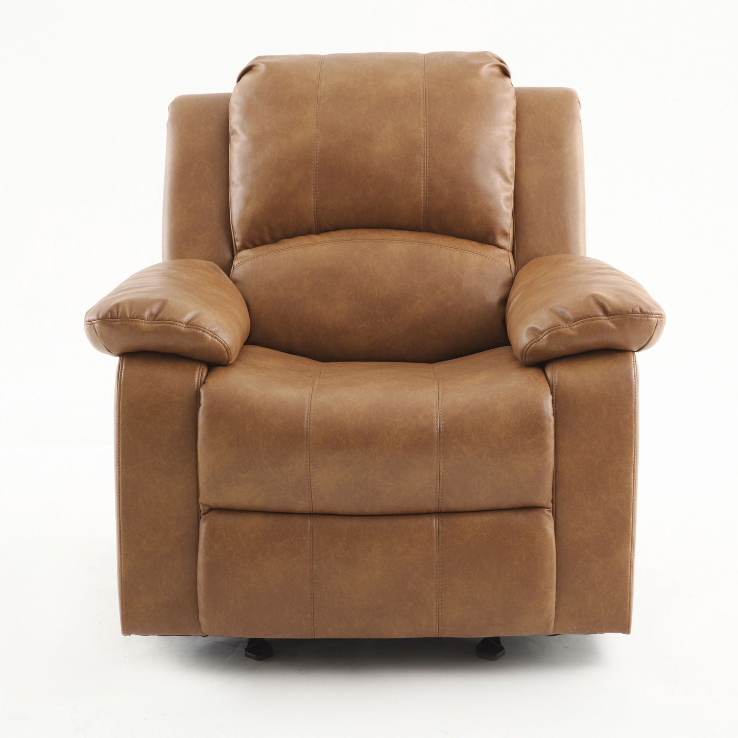 Charlotte glider recliner brown leather with plush padded back and arms on Tampa Home & Garden Store