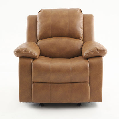 Charlotte glider recliner brown leather with plush padded back and arms on Tampa Home & Garden Store