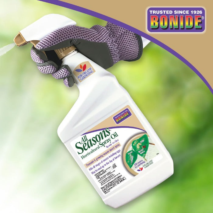 Bonide All Seasons Horticultural & Dormant Oil spray bottle, white plastic, ready-to-use liquid pesticide with Bonide logo on Tampa Home & Garden Store
