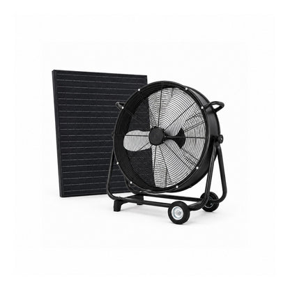 HouseOfZazla 24in solar floor fan with adjustable panel, black frame on wheels on Tampa Home & Garden Store