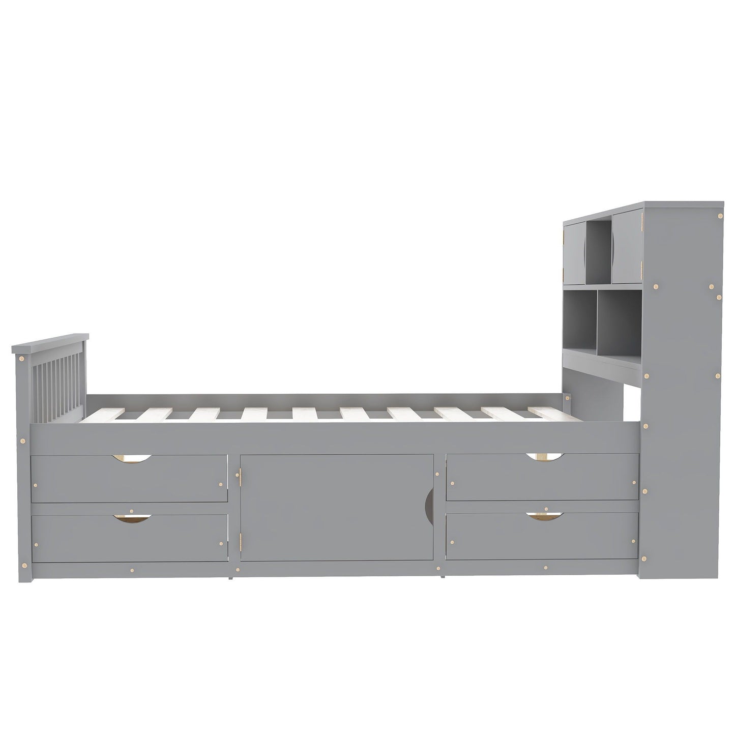 Captain Platform Bed Frame and Bookcase Headboard