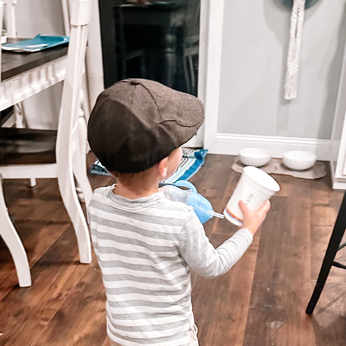 Casquette de golf en laine mélangée avec broderie de chardon écossais et chevrons