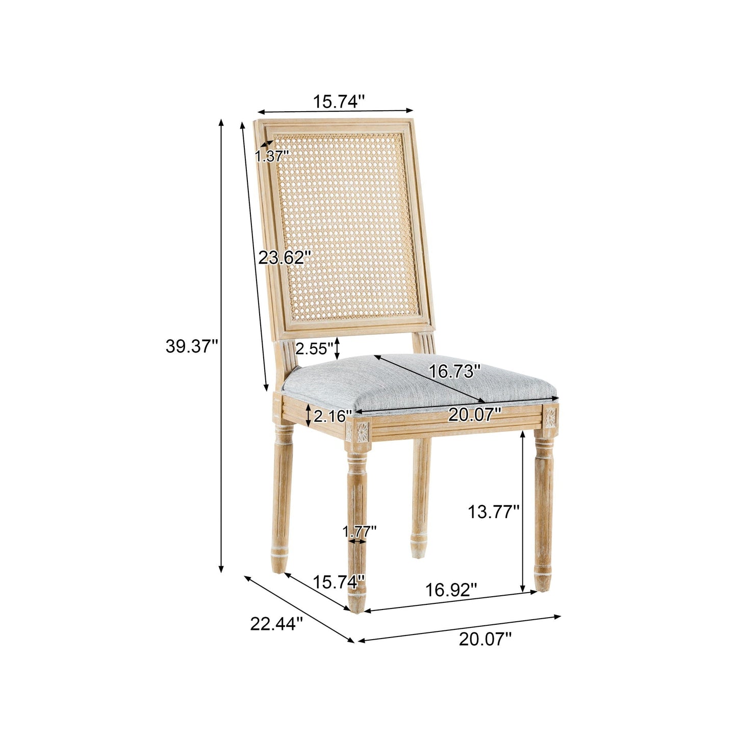 Side chair by HouseOfZazla with rectangular cane back and upholstered seat for kids on Tampa Home & Garden Store