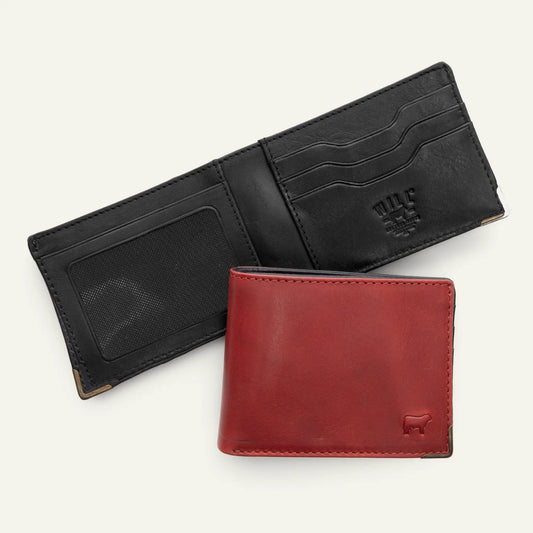William Two Tone Italian Grain Leather Wallets in black and red with Will Leather Goods on Tampa Home & Garden Store