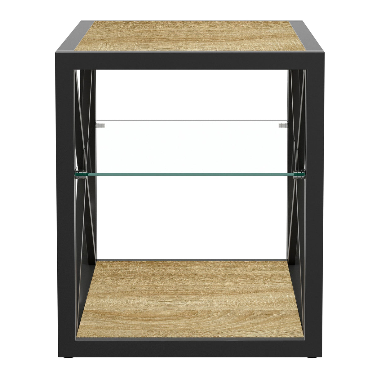 Modern end table black frame wood top by HouseOfZazla on Tampa Home & Garden Store