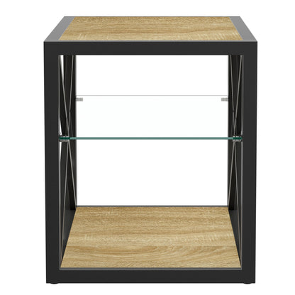Modern end table black frame wood top by HouseOfZazla on Tampa Home & Garden Store