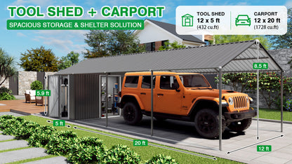 12x25 ft galvanized steel carport with shelter and shed by HouseOfZazla on Tampa Home & Garden Store
