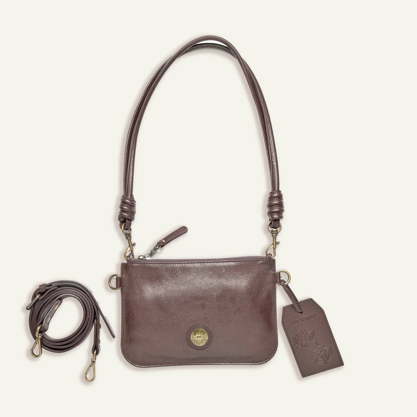Turin Convertible Zip Pouch Italian Leather brown crossbody bag by Will Leather Goods on Tampa Home & Garden Store