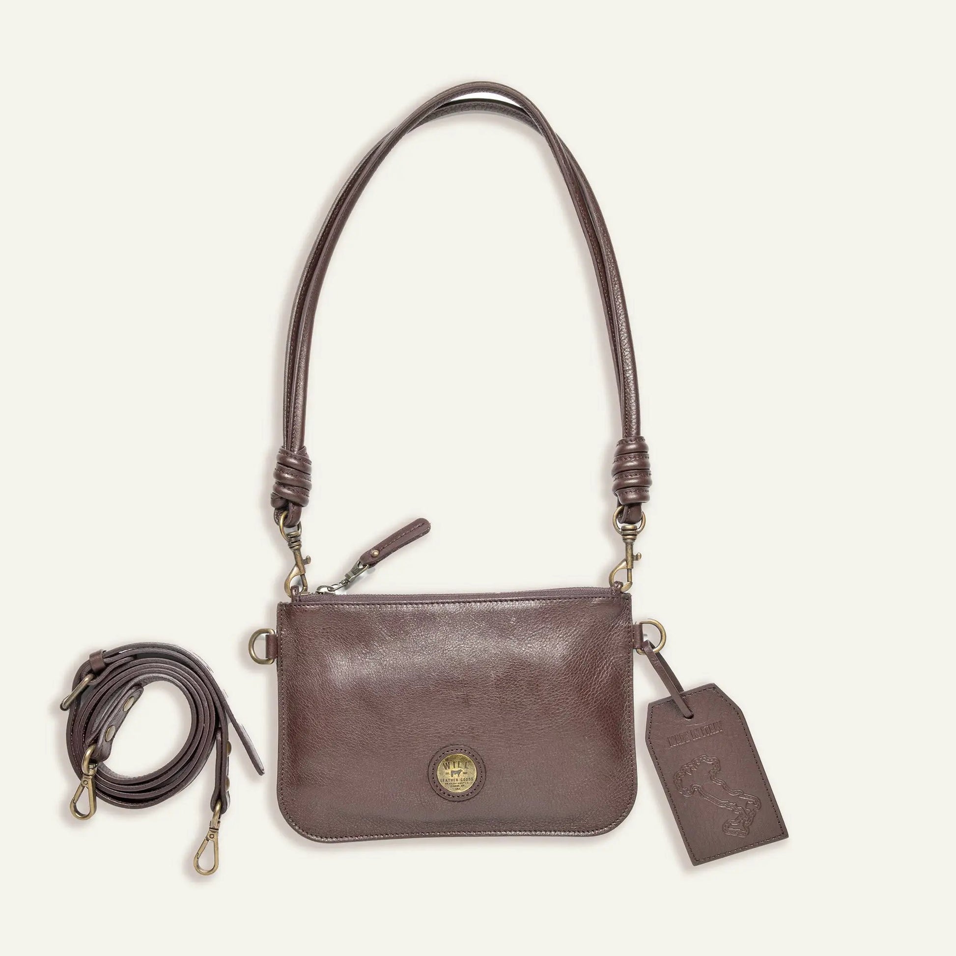 Turin Convertible Zip Pouch Italian Leather brown crossbody bag by Will Leather Goods on Tampa Home & Garden Store