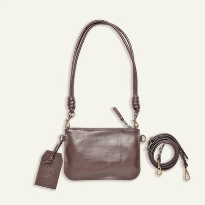 Turin Convertible Zip Pouch brown Italian leather Will Leather Goods with detachable strap on Tampa Home & Garden Store