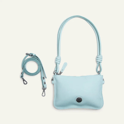 Turin Convertible Zip Pouch Italian Leather bag by Will Leather Goods in pale blue with detachable straps on Tampa Home & Garden Store