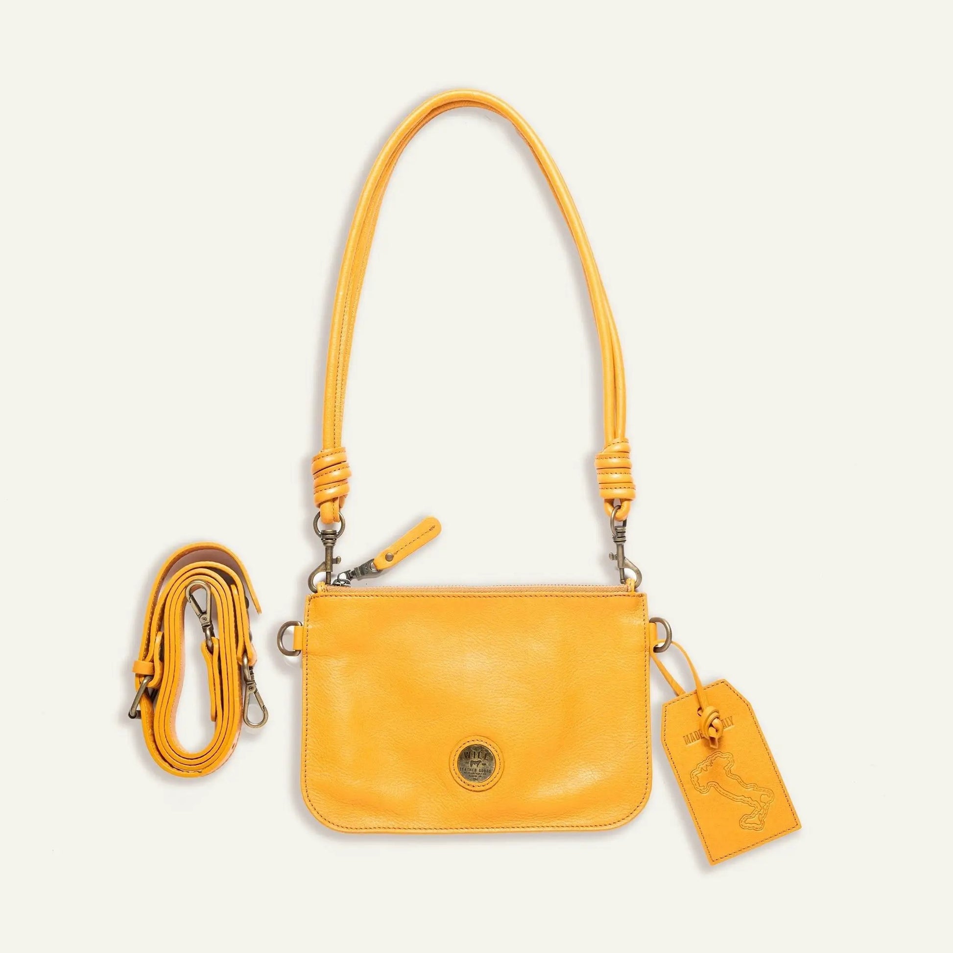 Turin Convertible Zip Pouch Italian Leather bag orange by Will Leather Goods on Tampa Home & Garden Store