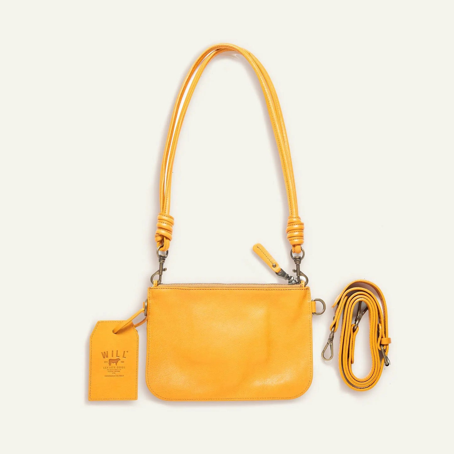 Turin Convertible Zip Pouch Italian Leather yellow crossbody bag by Will Leather Goods on Tampa Home & Garden Store