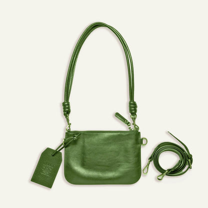 Turin Convertible Zip Pouch green Italian leather bag with long strap by Will Leather Goods on Tampa Home & Garden Store