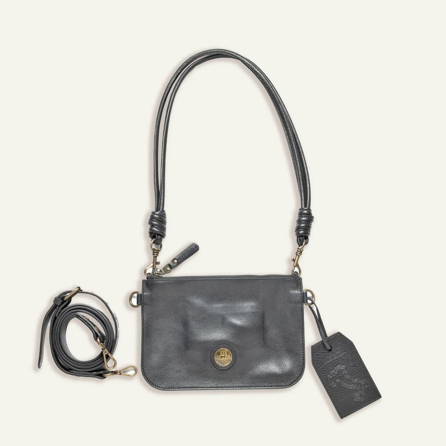 Turin Convertible Zip Pouch Italian Leather bag by Will Leather Goods, black leather crossbody on Tampa Home & Garden Store