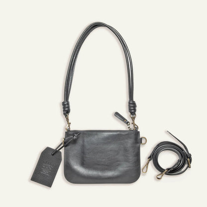 Turin Zip Pouch Italian Leather by Will Leather Goods, black with detachable strap on Tampa Home & Garden Store