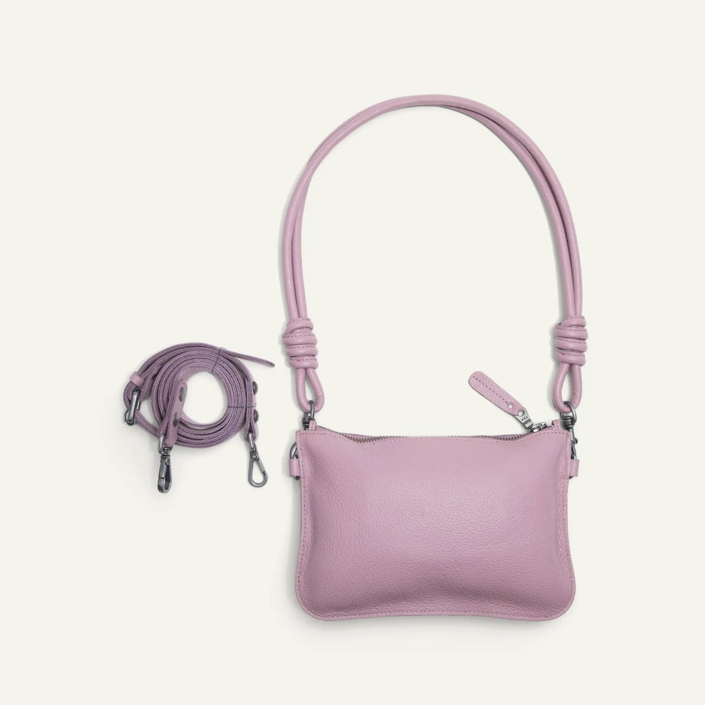 Turin Convertible Zip Pouch by Will Leather Goods in lavender Italian leather with strap on Tampa Home & Garden Store