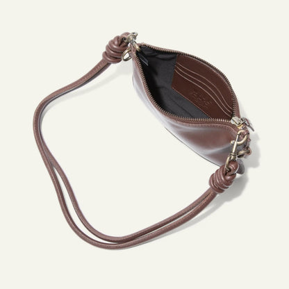 Turin Convertible Zip Pouch Italian Leather brown pouch with knotted strap by Will Leather Goods on Tampa Home & Garden Store