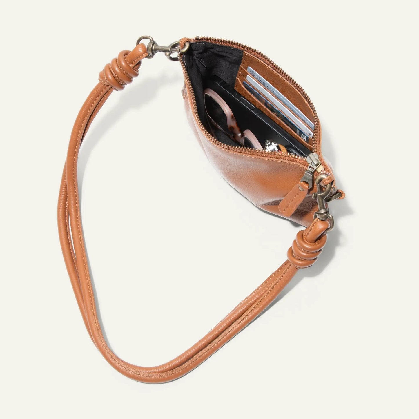 Turin Convertible Zip Pouch Italian Leather by Will Leather Goods tan bag with card slots on Tampa Home & Garden Store