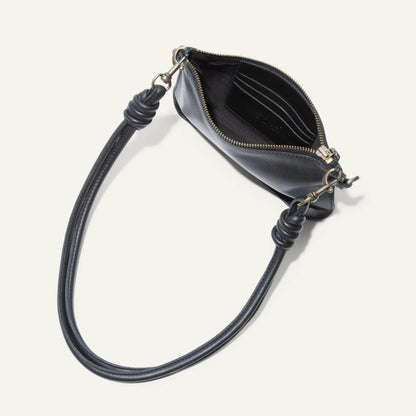 Turin Convertible Zip Pouch Italian Leather in black with card slots and brass zipper on Tampa Home & Garden Store