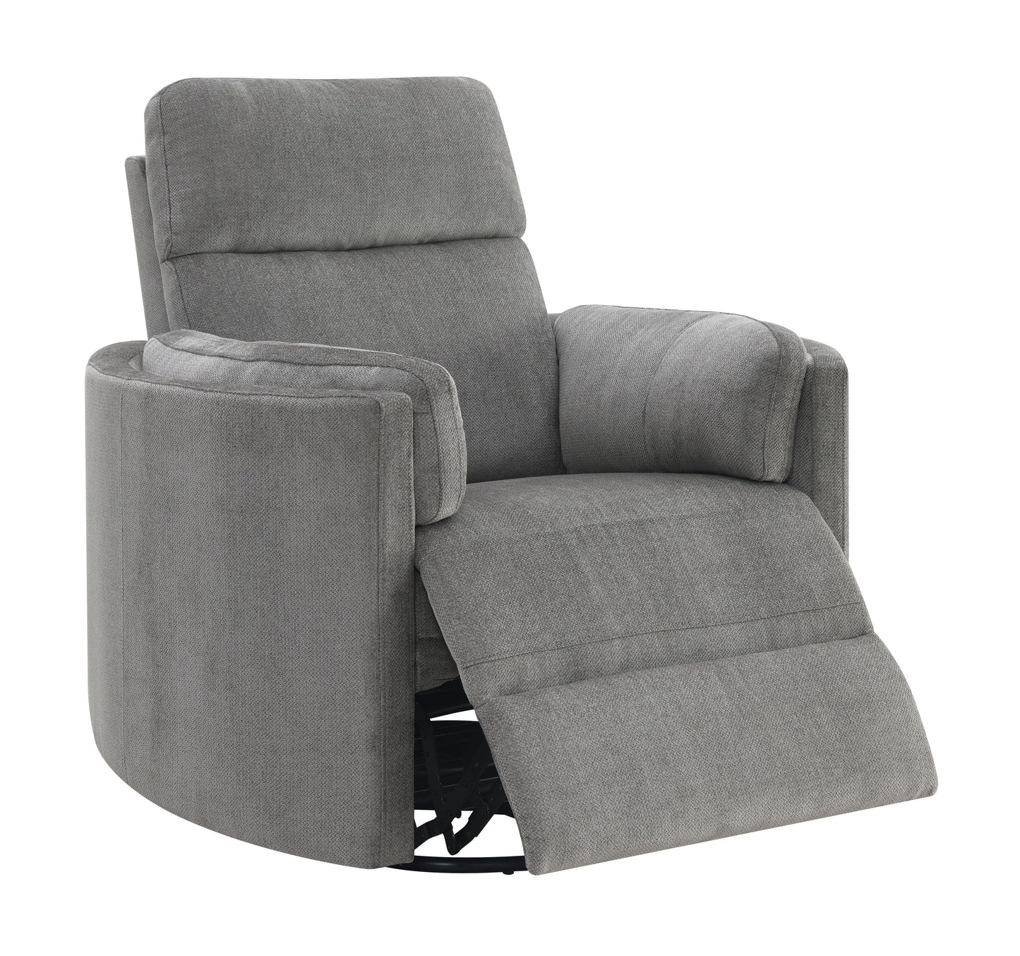 Sagen Charcoal Chenille Glider Recliner with Swivel gray upholstery HouseOfZazla on Tampa Home & Garden Store
