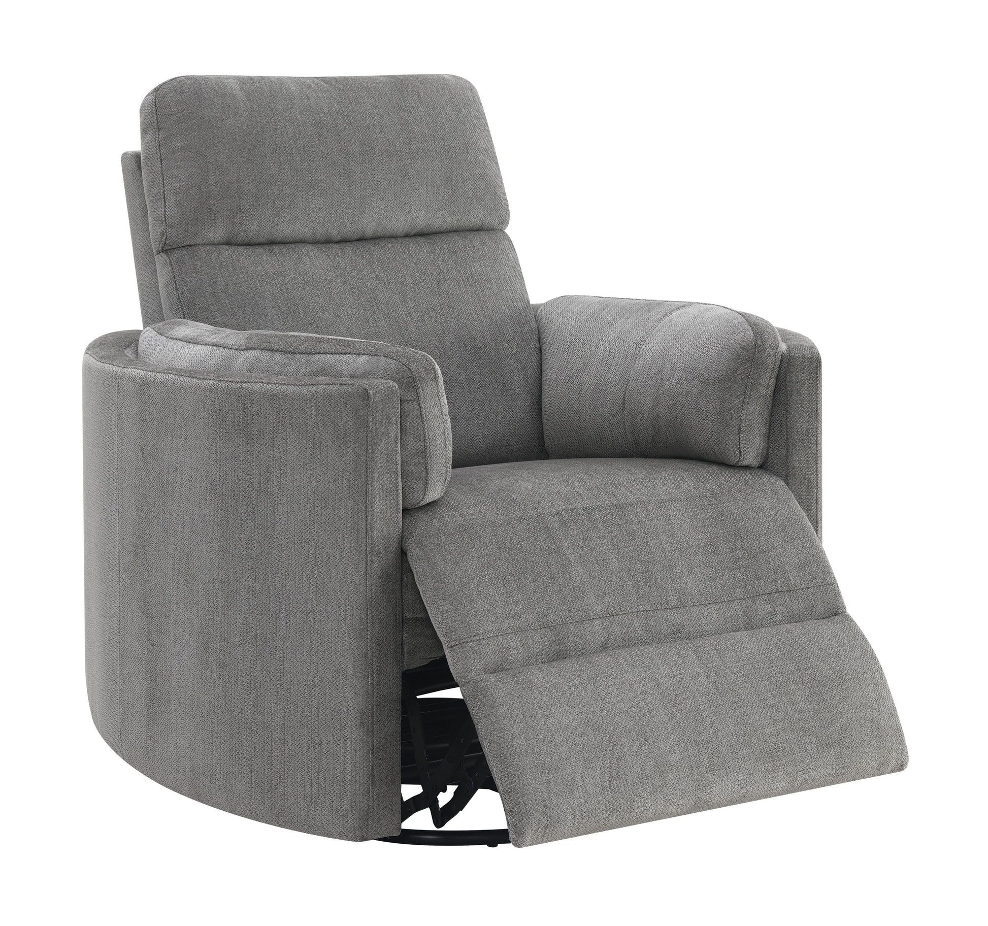 Sagen Charcoal Chenille Glider Recliner with Swivel gray upholstery HouseOfZazla on Tampa Home & Garden Store