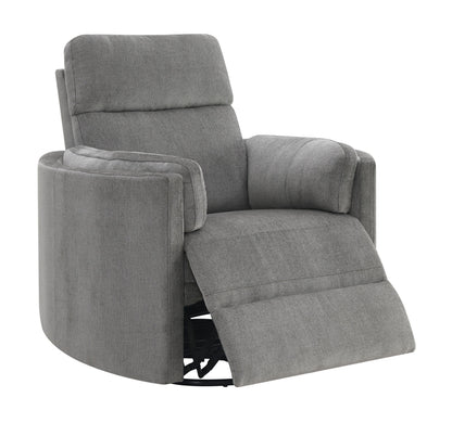 Sagen Charcoal Chenille Glider Recliner with Swivel gray upholstery HouseOfZazla on Tampa Home & Garden Store