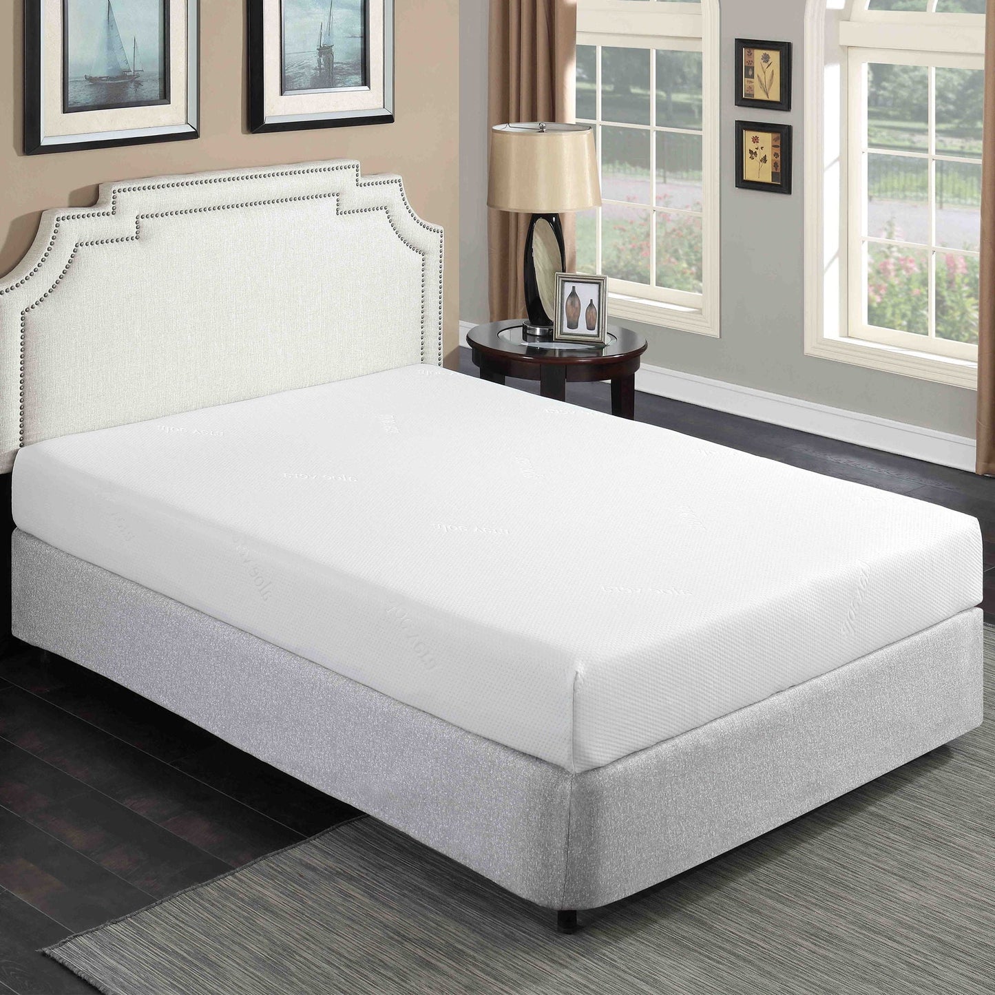 8-inch Plush Gel Memory Foam Mattress Aloe Vera Cover by HouseOfZazla on bed on Tampa Home & Garden Store
