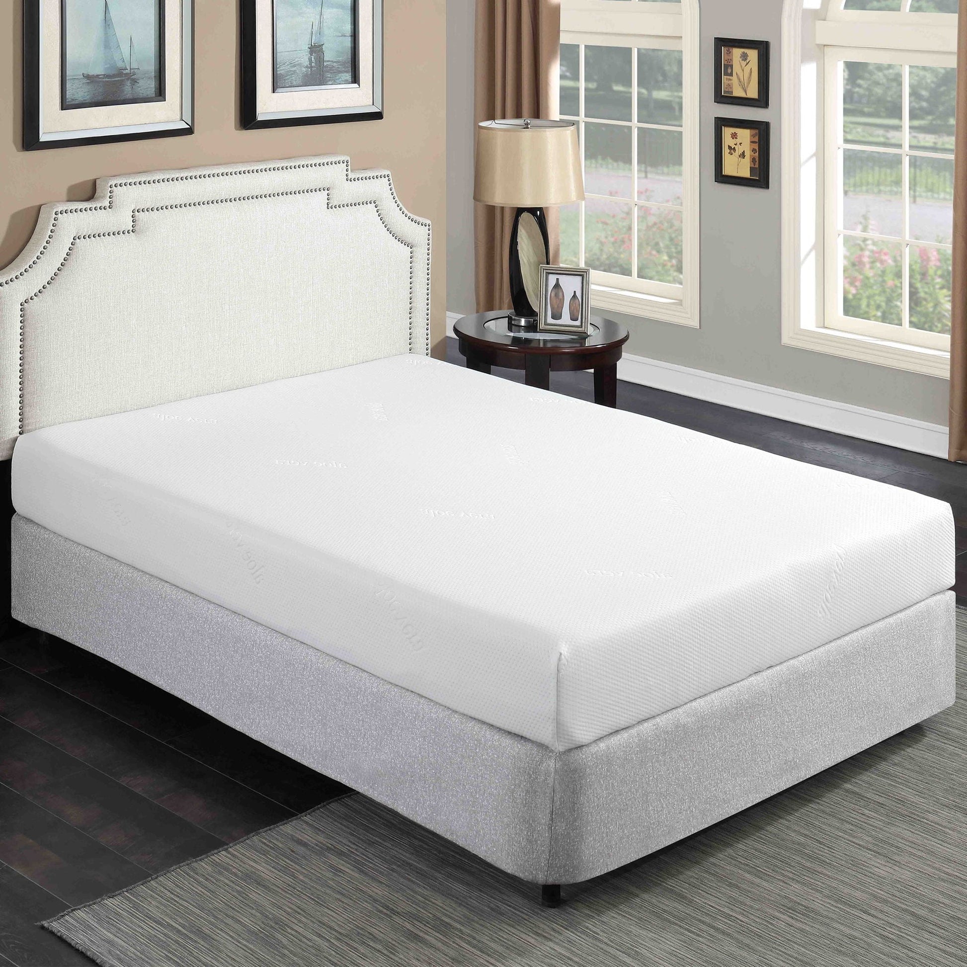 8-inch Plush Gel Memory Foam Mattress Aloe Vera Cover by HouseOfZazla on bed on Tampa Home & Garden Store