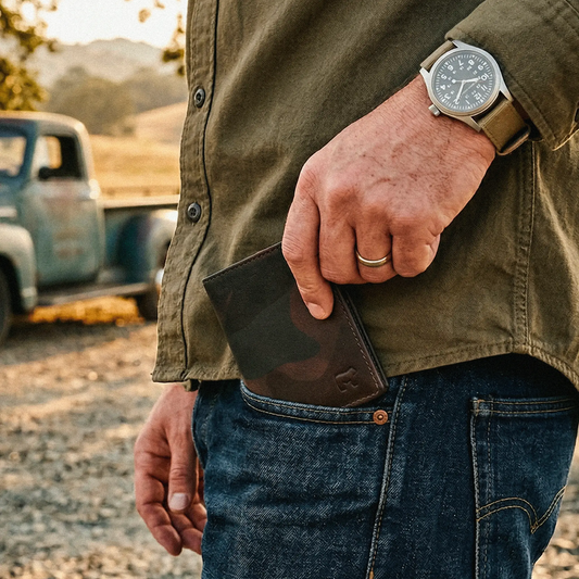 Military Front Pocket Wallet in Italian Leather by Will Leather Goods, slim dark brown leather on Tampa Home & Garden Store