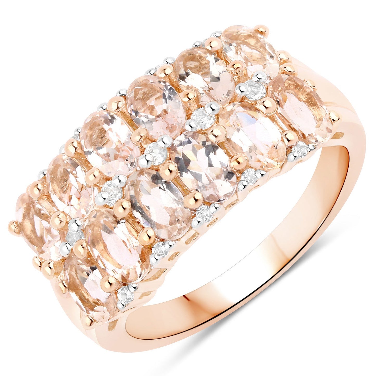 2.80ct Genuine Morganite and White Topaz Ring in rose gold plated .925 silver by Bids.com on Tampa Home & Garden Store