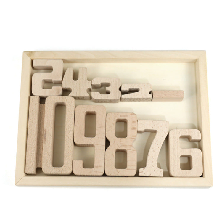 Montessori wooden number blocks set in a natural wood tray, digits 0-9 on Tampa Home & Garden Store