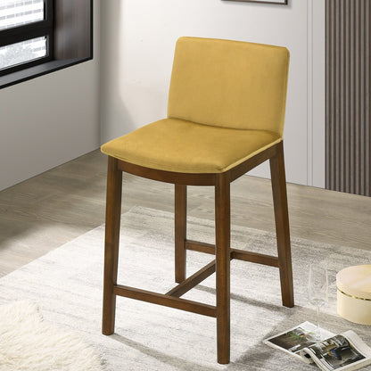Mid-Century Counter Chair with full-back, yellow upholstery, wooden legs by HouseOfZazla on Tampa Home & Garden Store