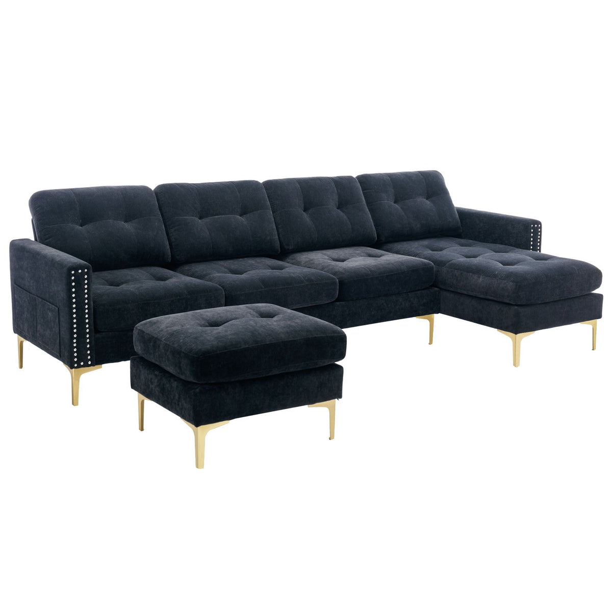 Modern Convertible Sectional Sofa and Ottoman