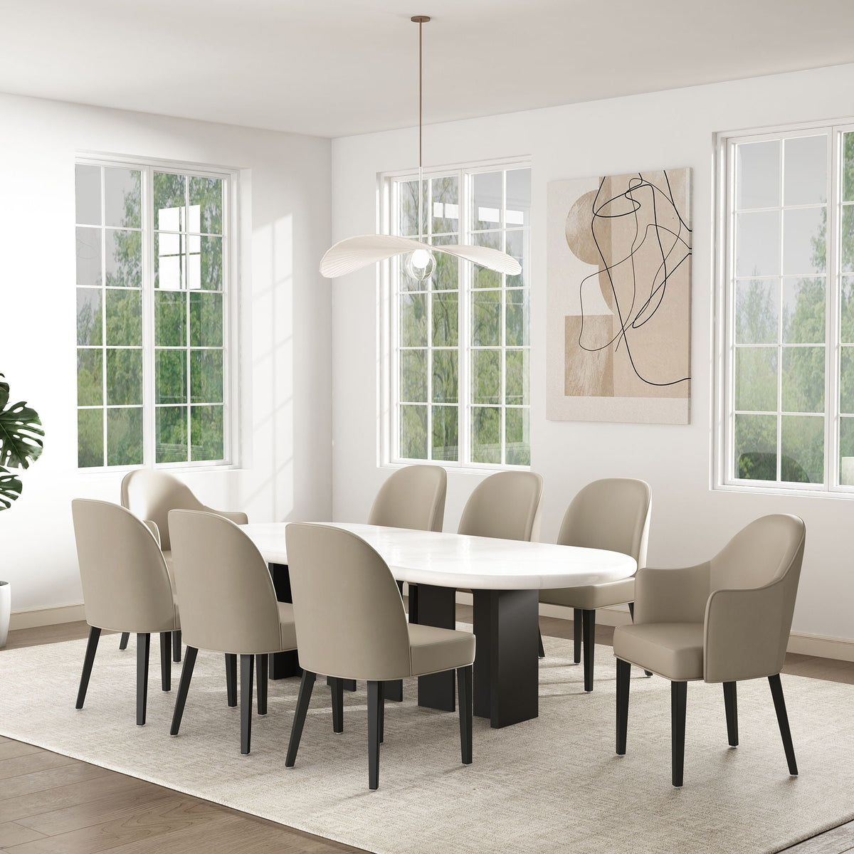 Modern Solid Beech Wood and Vegan Armchair