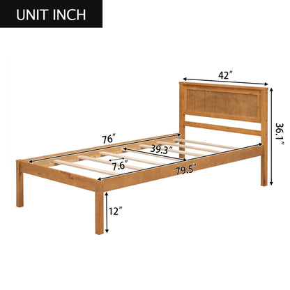 Strong Espresso Wood Platform Bed and Headboard
