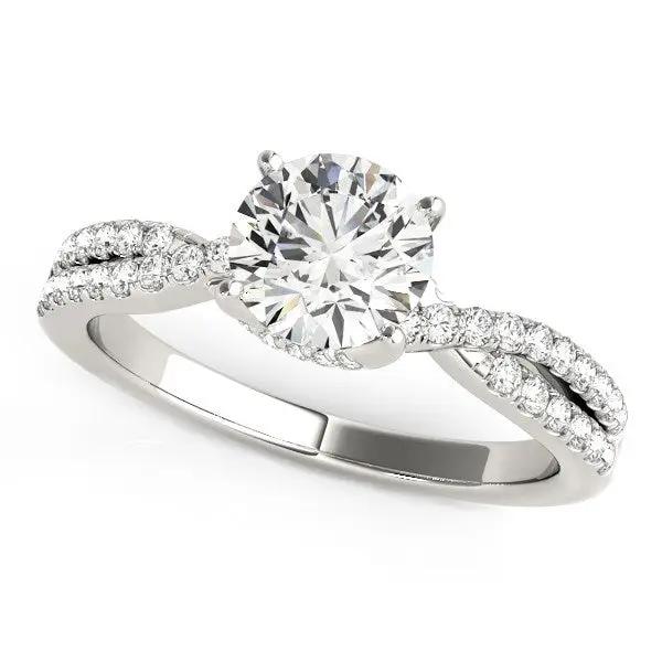 14k white gold diamond engagement ring with round center stone and pavé split shank by Bids.com on Tampa Home & Garden Store