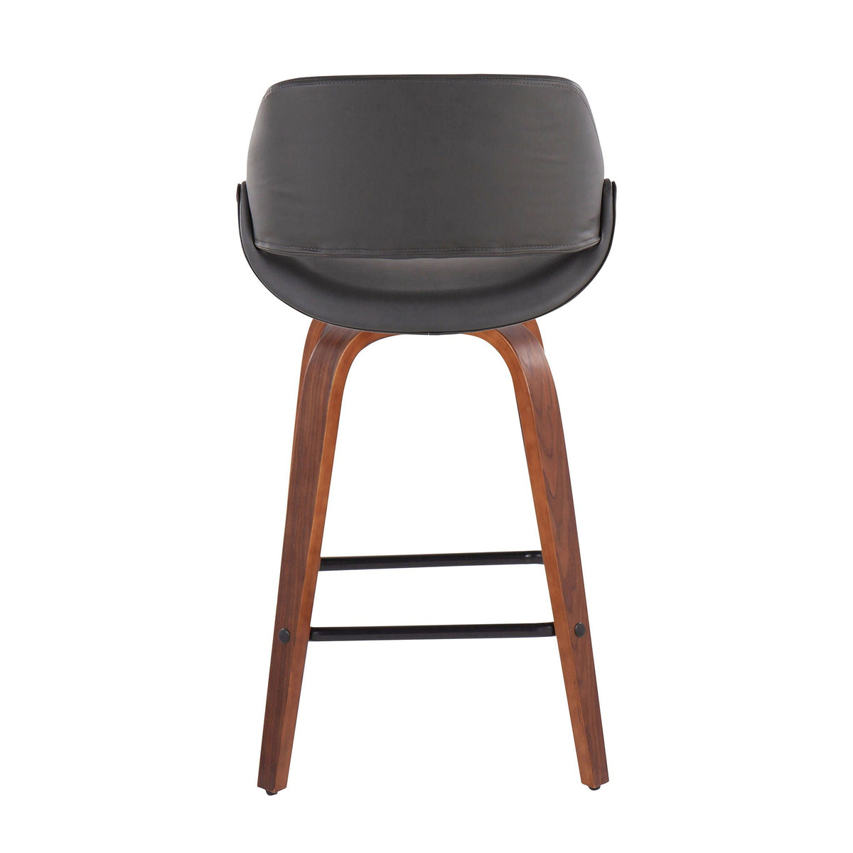 Fabrico mid-century counter stool set of 2, black leather seat with curved wooden legs on Tampa Home & Garden Store