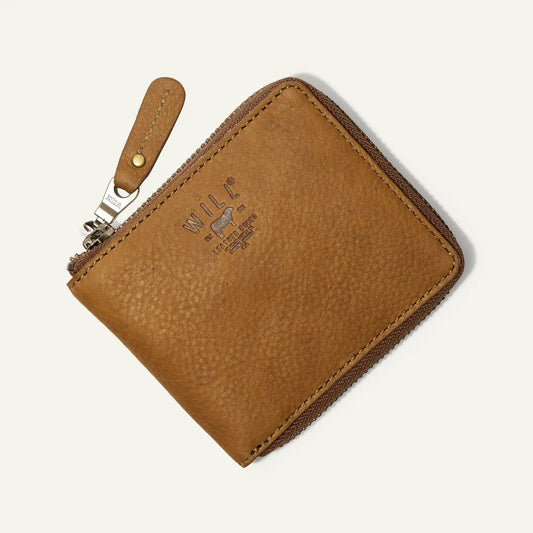 Zip Around Leather French Wallet with Card Slots in tan leather by Will Leather Goods on Tampa Home & Garden Store