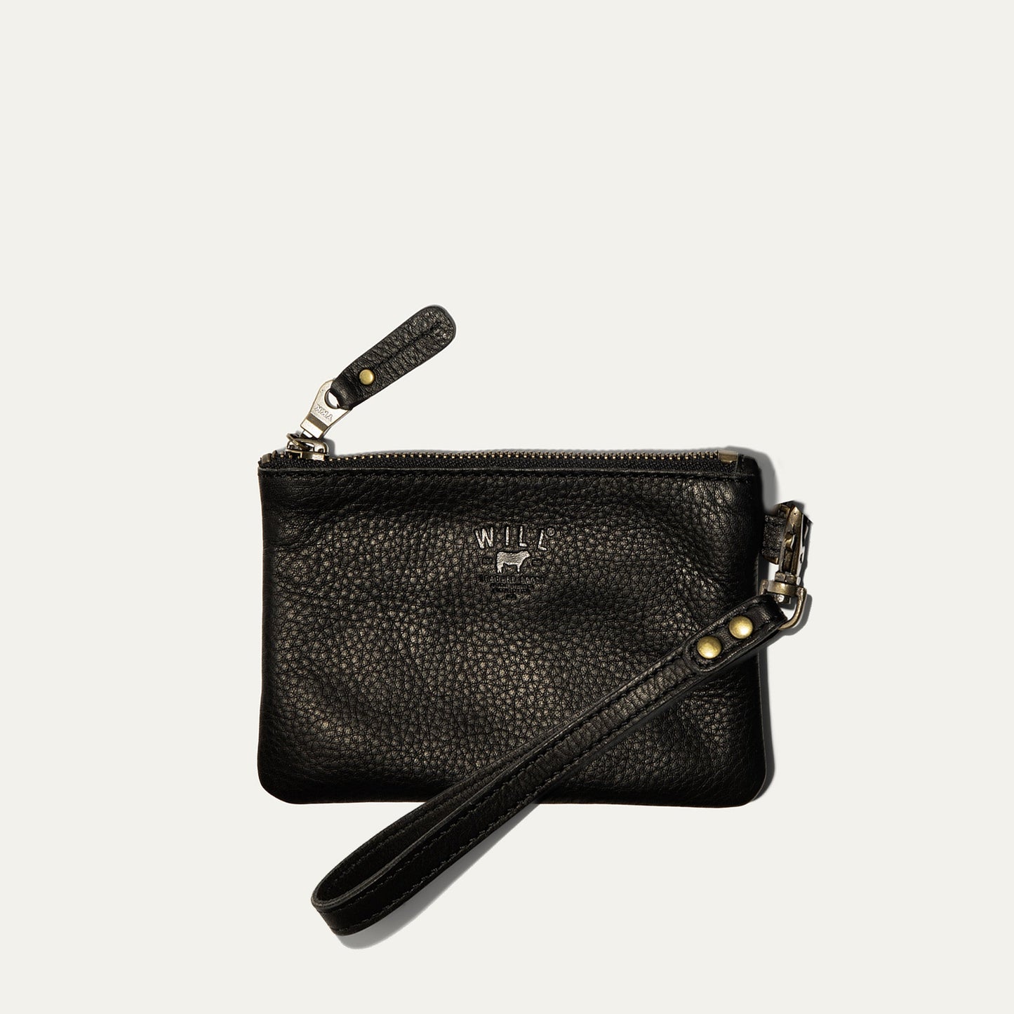 Zip Pouch Small Wristlet in black pebbled leather by Will Leather Goods; wristlet wallet on Tampa Home & Garden Store