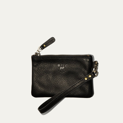 Zip Pouch Small Wristlet in black pebbled leather by Will Leather Goods; wristlet wallet on Tampa Home & Garden Store