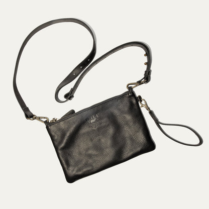Zip Pouch Medium W Crossbody by Will Leather Goods, black textured leather crossbody bag on Tampa Home & Garden Store