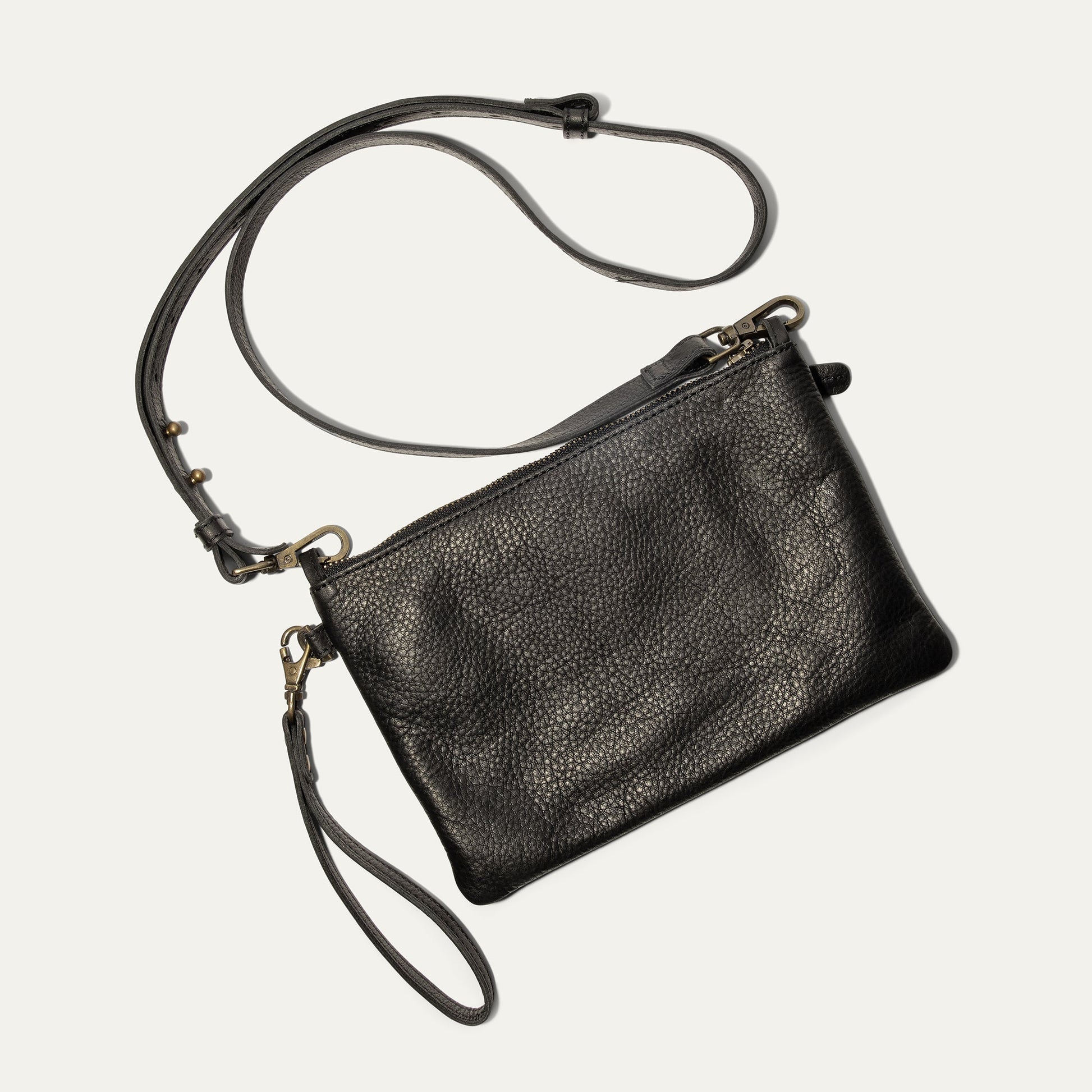 Zip Pouch Medium W/ Crossbody black pebbled leather bag by Will Leather Goods on Tampa Home & Garden Store