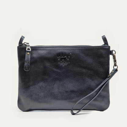 Zip Pouch Medium W/ Crossbody by Will Leather Goods, black leather bag with zip on Tampa Home & Garden Store