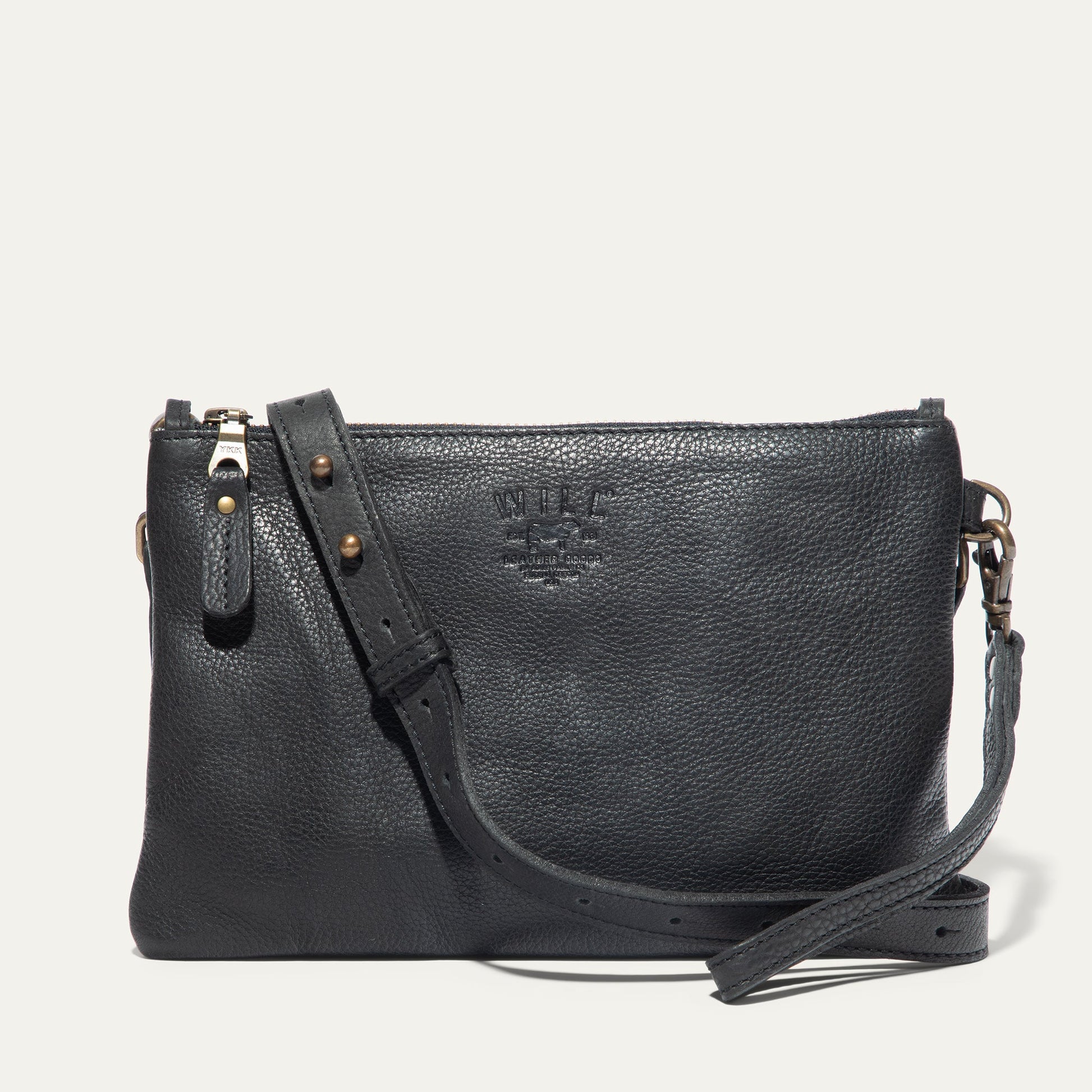 Zip Pouch Medium Crossbody bag in black pebbled leather with adjustable strap Will Leather Goods on Tampa Home & Garden Store